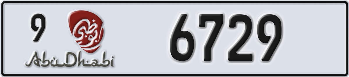 abu dhabi License Plate Number 6729 Code 9