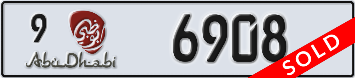 abu dhabi License Plate Number 6908 Code 9