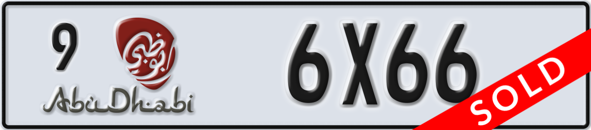 abu dhabi License Plate Number 6X66 Code 9
