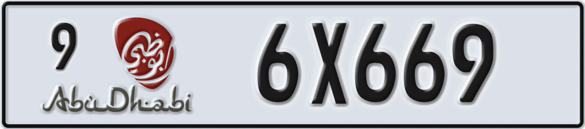 abu dhabi License Plate Number 6X669 Code 9