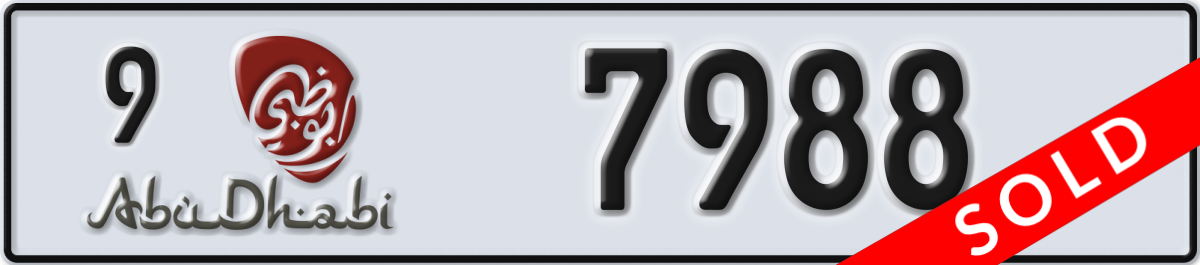 abu dhabi License Plate Number 7988 Code 9