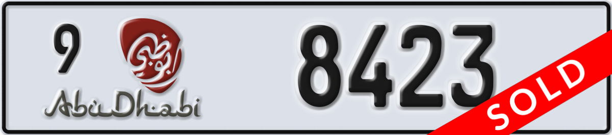 abu dhabi License Plate Number 8423 Code 9