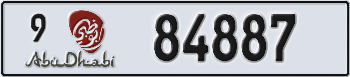 abu dhabi License Plate Number 84887 Code 9