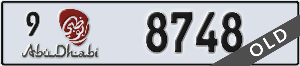 abu dhabi License Plate Number 8748 Code 9