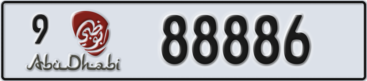 abu dhabi License Plate Number 88886 Code 9