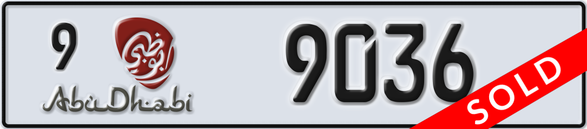 abu dhabi License Plate Number 9036 Code 9