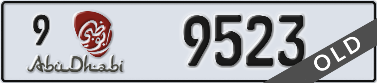 abu dhabi License Plate Number 9523 Code 9