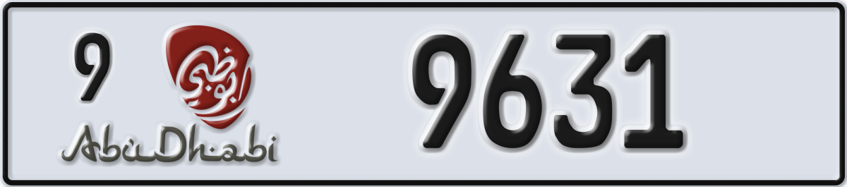abu dhabi License Plate Number 9631 Code 9