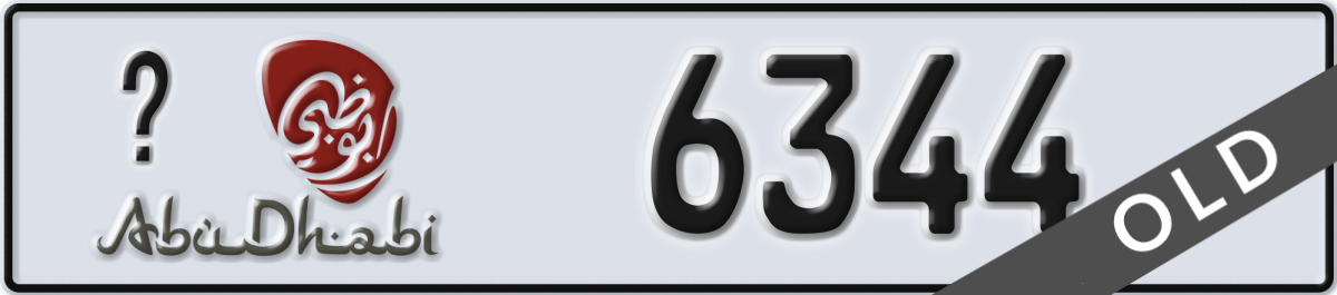 abu dhabi License Plate Number 6344 Code _