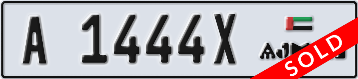 ajman License Plate Number 1444X Code A