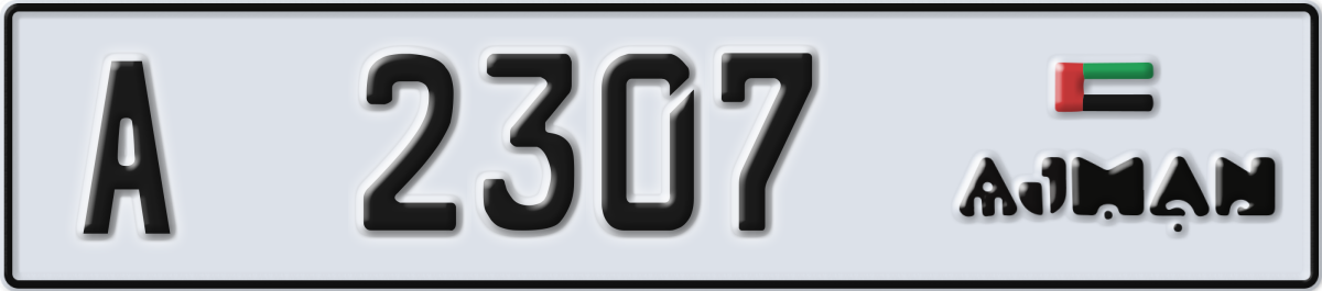 ajman License Plate Number 2307 Code A