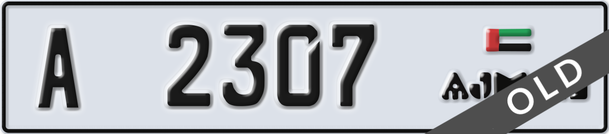 ajman License Plate Number 2307 Code A