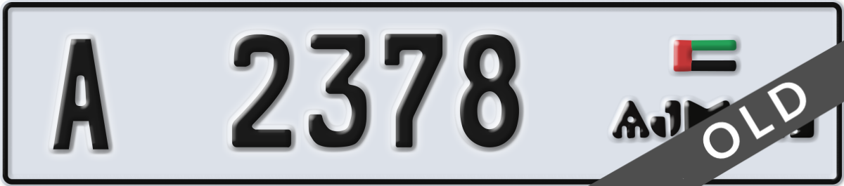 ajman License Plate Number 2378 Code A