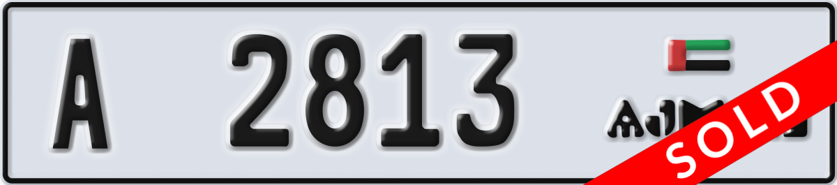 ajman License Plate Number 2813 Code A
