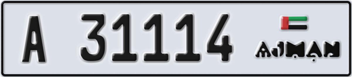 ajman License Plate Number 31114 Code A