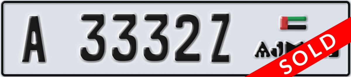 ajman License Plate Number 3332Z Code A