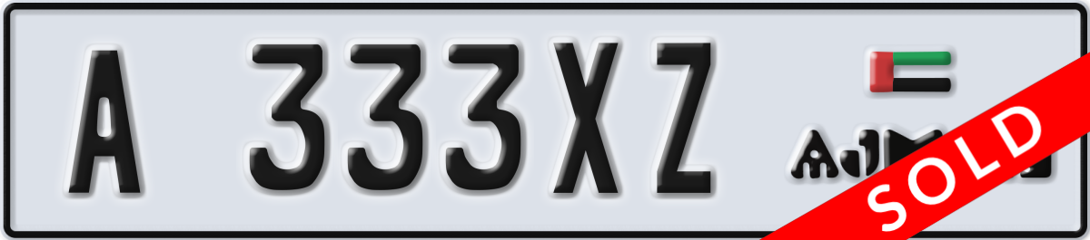 ajman License Plate Number 333XZ Code A