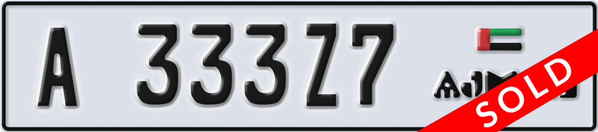 ajman License Plate Number 333Z7 Code A