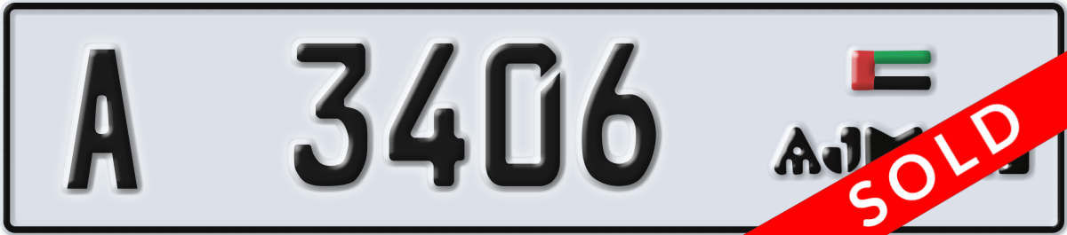 ajman License Plate Number 3406 Code A