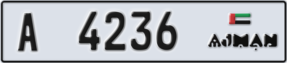 ajman License Plate Number 4236 Code A