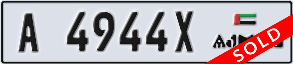 ajman License Plate Number 4944X Code A