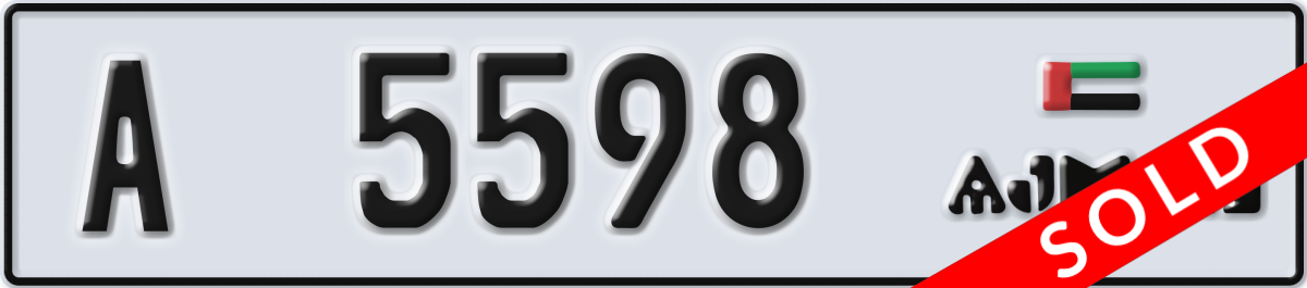 ajman License Plate Number 5598 Code A