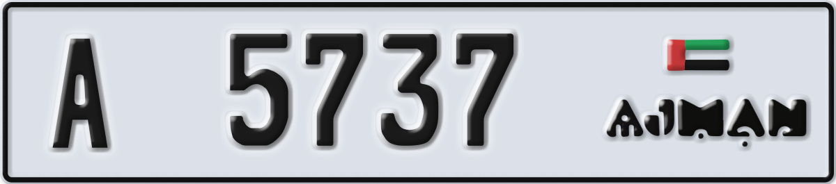 ajman License Plate Number 5737 Code A