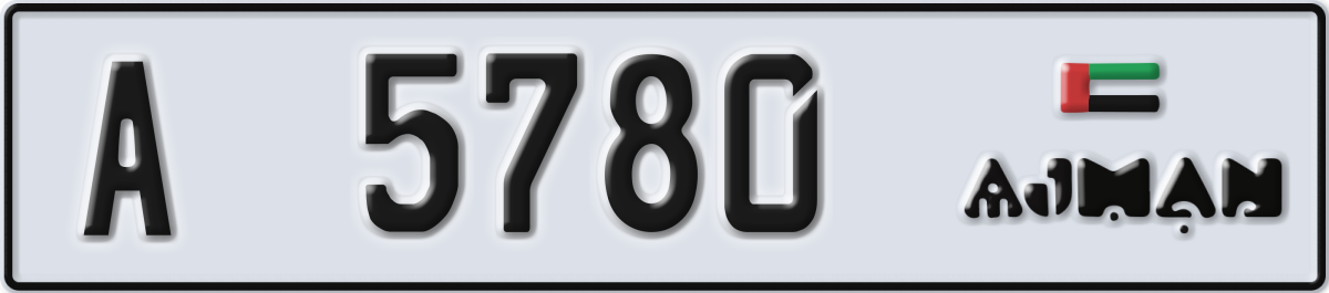 ajman License Plate Number 5780 Code A