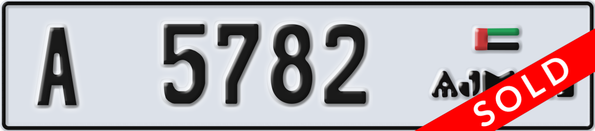 ajman License Plate Number 5782 Code A