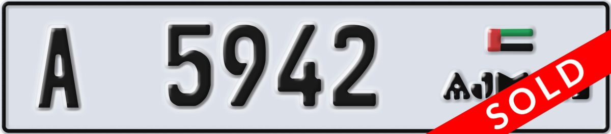 ajman License Plate Number 5942 Code A
