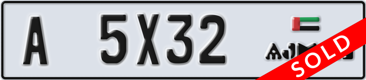 ajman License Plate Number 5X32 Code A