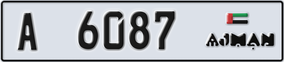 ajman License Plate Number 6087 Code A