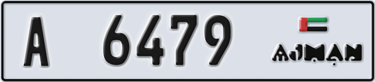 ajman License Plate Number 6479 Code A