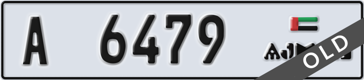 ajman License Plate Number 6479 Code A