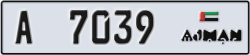 ajman - code - A - number -7039