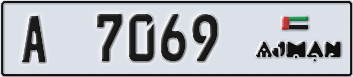 ajman License Plate Number 7069 Code A