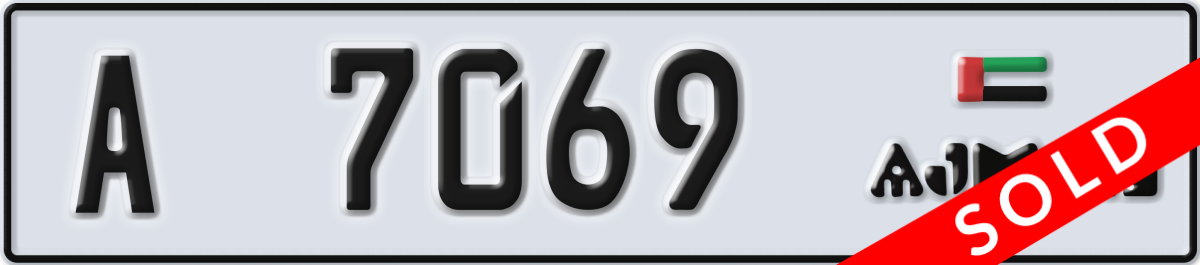 ajman License Plate Number 7069 Code A