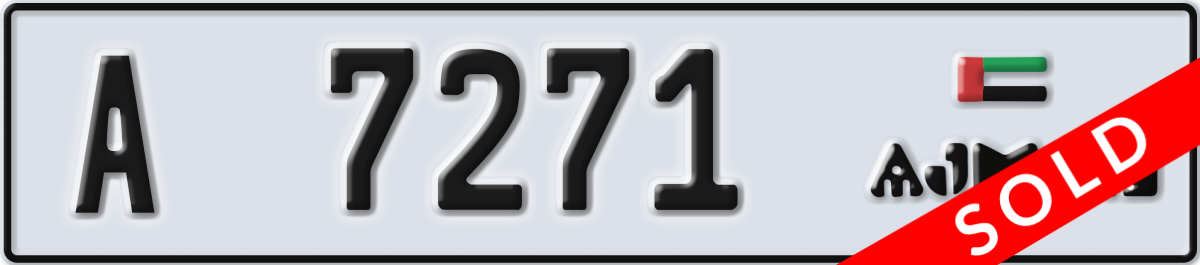ajman License Plate Number 7271 Code A
