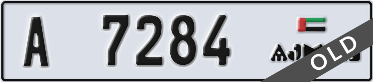 ajman License Plate Number 7284 Code A