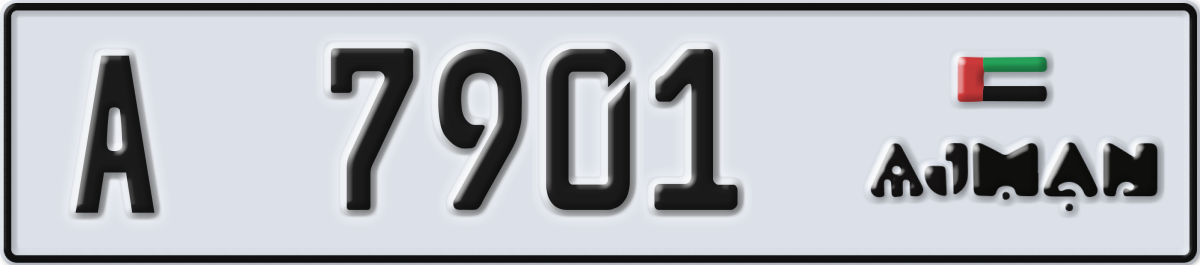 ajman License Plate Number 7901 Code A
