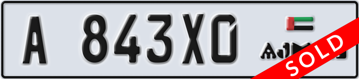 ajman License Plate Number 843X0 Code A