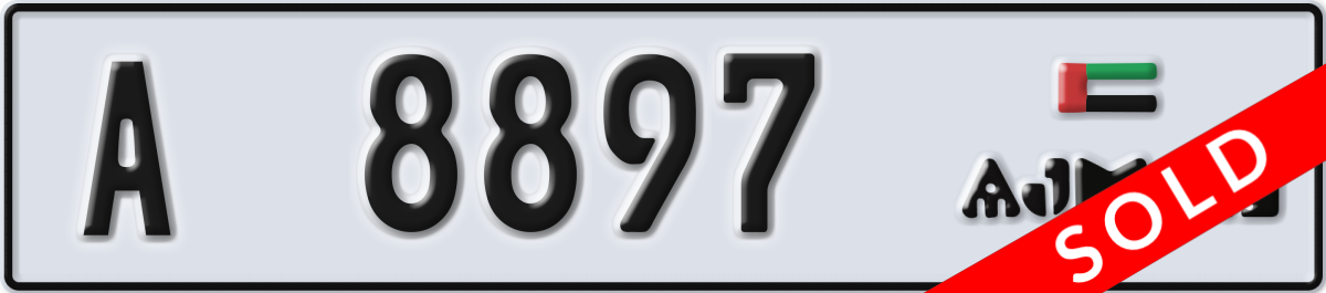 ajman License Plate Number 8897 Code A