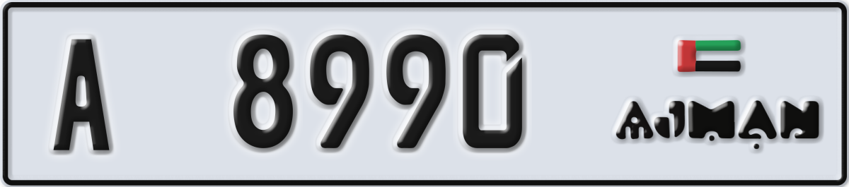 ajman License Plate Number 8990 Code A