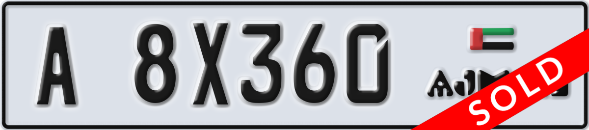 ajman License Plate Number 8X360 Code A