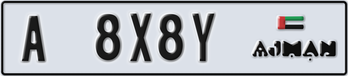 ajman License Plate Number 8X8Y Code A