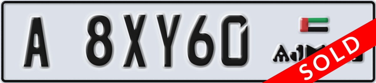 ajman License Plate Number 8XY60 Code A