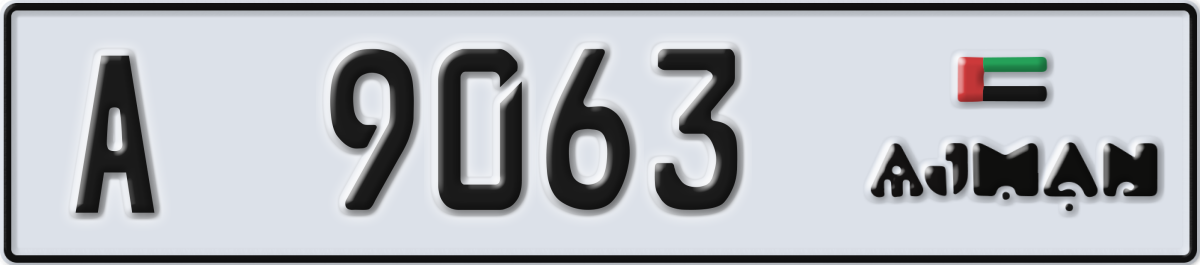 ajman License Plate Number 9063 Code A