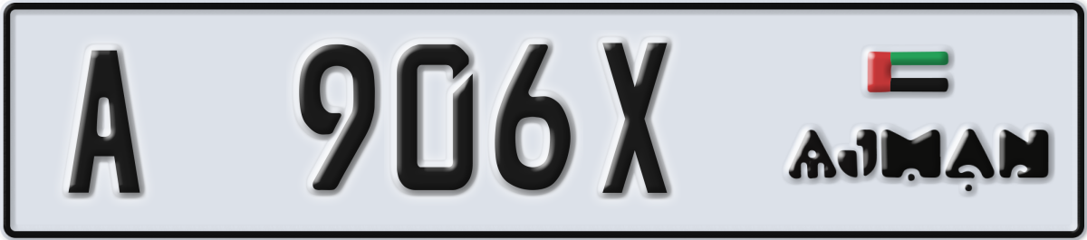 ajman License Plate Number 906X Code A
