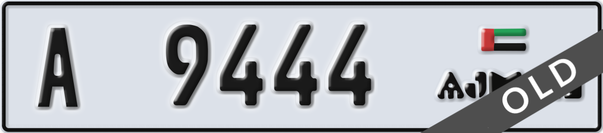ajman License Plate Number 9444 Code A