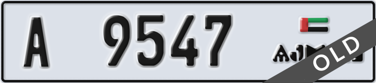 ajman License Plate Number 9547 Code A
